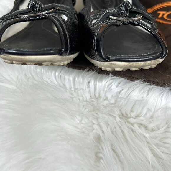 Tods Open Toe Driving Ballet Flats Patent Leather Womens Size 7 - Picture 3 of 10